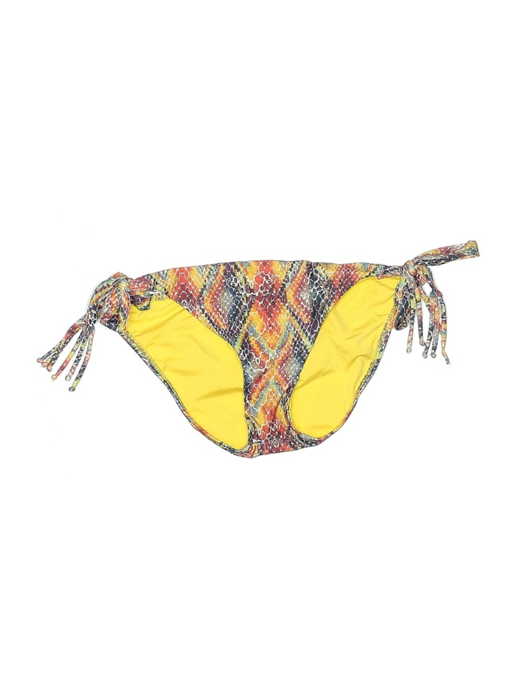 BECCA Yellow Multicolor Snake-Print Side-Tie Bikini Bottoms